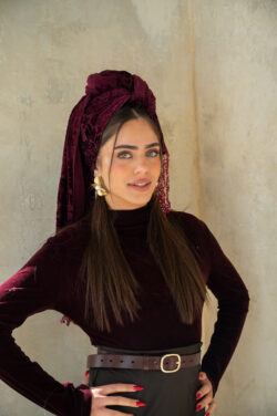 ⁦מטפחת קמילה בורדו⁩ – תמונה ⁦6⁩