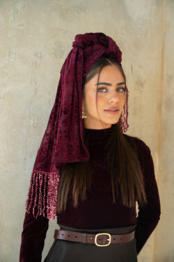 ⁦מטפחת קמילה בורדו⁩ – תמונה ⁦5⁩