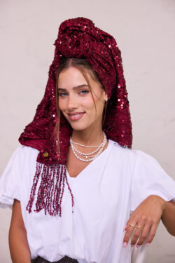 ⁦מטפחת טרופי-אדום- לונג⁩ – תמונה ⁦2⁩